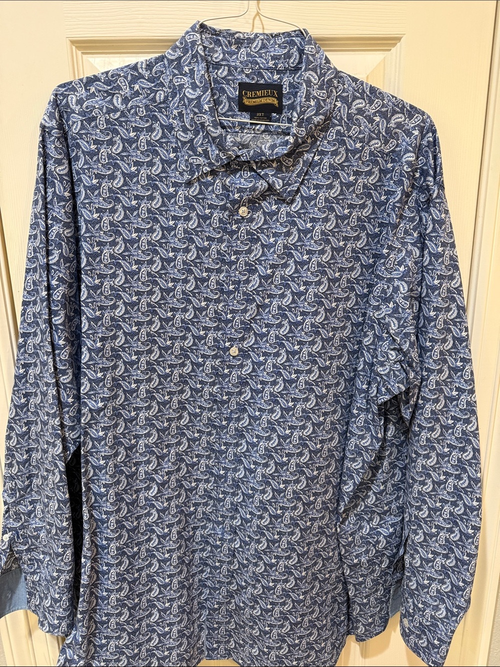 Daniel Cremieux Blue Paisley-Print Long Sleeve Button-Down Shirt